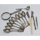 A set of eight Victorian Exeter silver Fiddle pattern teaspoons, 6.8oz.