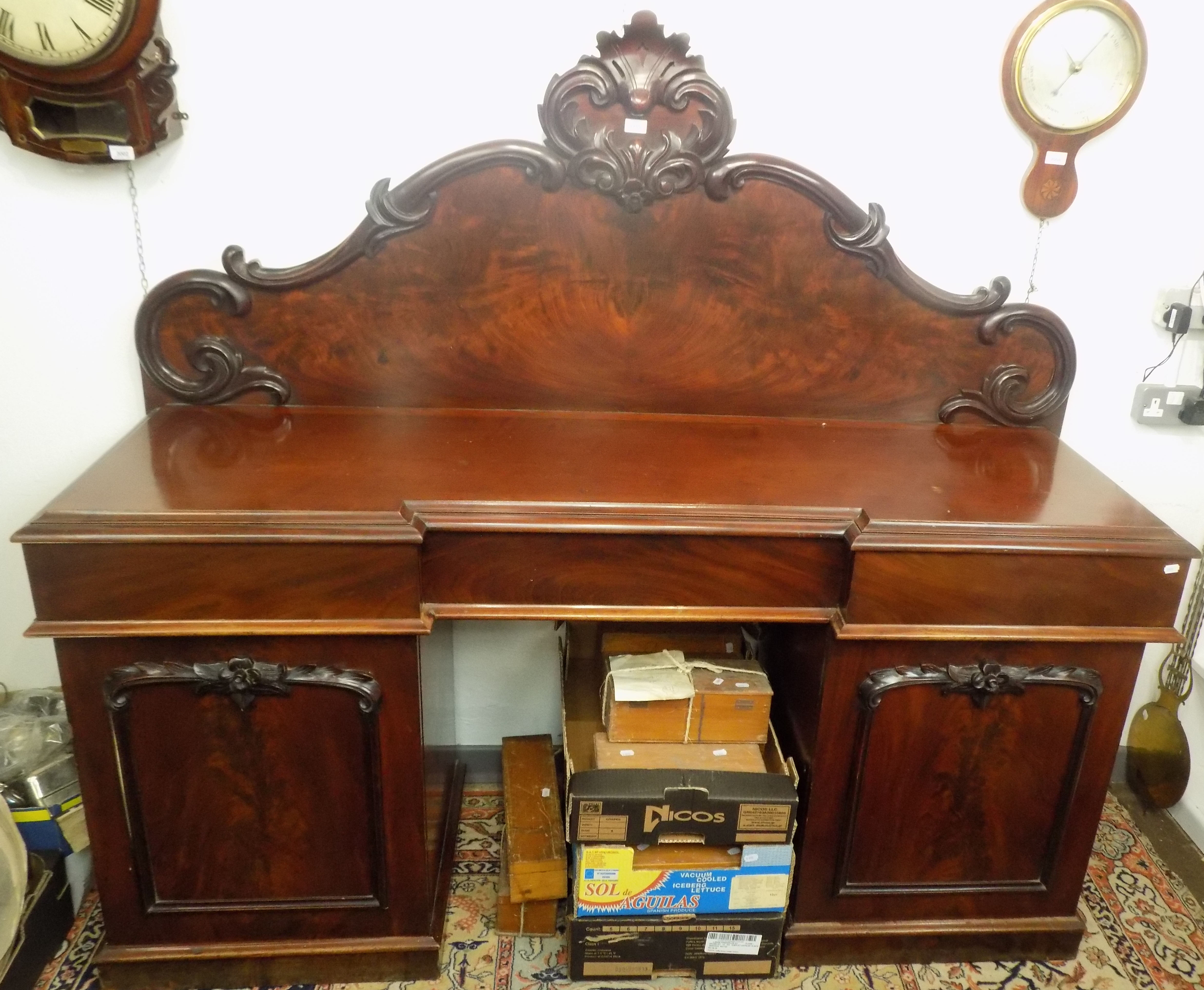 A Victorian mahogany pedestal sideboard,