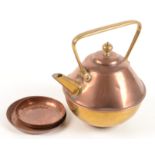 A Benham and Froud copper and brass kettle, in the manner of Christopher Dresser, height 20.