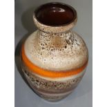 A large West German pottery vase, height 46.5cm, width 26cm.