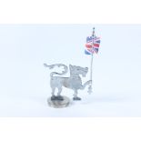 A chrome car mascot, modelled as a lion holding a Union Jack, height 26cm, width 14.