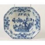 A Swansea blue and white transfer printed octagonal pottery bowl, 19th century,