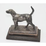 A Victorian silver model of a foxhound, London 1893, makers mark CC?, 19.