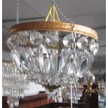 A cut glass and gilt metal hanging ceiling light, height 16cm.