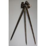 Three steel bayonets, length 52.5cm.