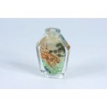 A glass snuff bottle interior painted with tigers, height 7.8cm.