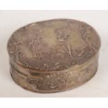 A silver patch box decorated after Watteau.