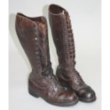 A pair of russet brown military hobnail boots, possibly WWI, 43 x 29cm.