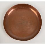 A Newlyn copper tray, decorated to the centre with St Michaels Mount, impressed 'Newlyn',