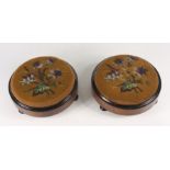 A pair of walnut footstools, 19th century,