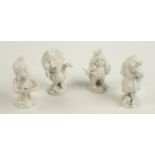 Four porcelain blanc de chine dwarfs, maximum height 11.5 cm.