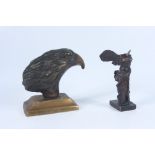A metal desk weight in the form of an eagle's head, height 13.