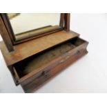 An early Georgian mahogany toilet mirror, the base with single drawer, width 38cm.