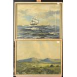 A Heaton Cooper print of a boat on a lake, 32 x 50cm,