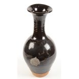 A Bernard Leach tenmoku large stoneware vase, with impressed and personal seals, damage and repair,