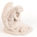 A plaster figure, moulded as a sleeping angel, height 25cm, width 26cm, depth 20cm.