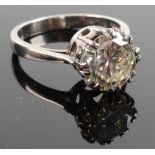 An impressive solitaire single stone diamond ring the brilliant cut diamond of approximately 2.