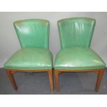A set of four Art Deco mahogany dining chairs, with green upholstered back and seat,