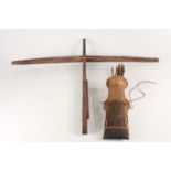 A wooden crossbow from Luang Prabang, Laos, purchased in 2003, 64 x 75cm,