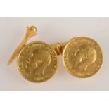 A pair of half sovereign gold cufflinks 1926 South Africa mint, 16g.