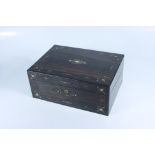 A Victorian coromandel writing slope, with brass and mother of pearl inlay throughout, height 15cm,