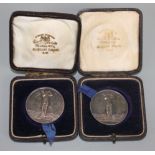 Two silver St. Vincent Golf Club medals each 23g and each boxed.