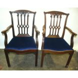 A set of eight good mahogany dining chairs, in Chippendale Gothic style,