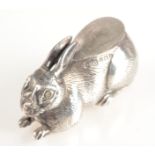 A rare Edwardian hare silver pin cushion with Birmingham hallmarks and maker's mark A & L Ltd,