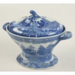 A Swansea blue and white tureen and cover, height 19cm, width 26cm.