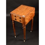 A late Victorian satin birch Pembroke work table,