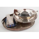 An engraved EPNS Victorian fruit bowl by Mappin and Webb, together with a tea pot,