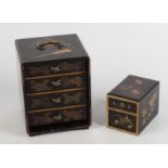 A Japanese black lacquer small chest, 19th century,