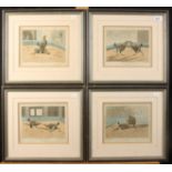 Henry Thomas I ALKEN Cock Fighting A set of 4 prints Aquatint in colours 1840 12 x 17 cm