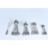 A quantity of silver plated shell pattern cutlery, comprising six tablespoons, six dessert spoons,