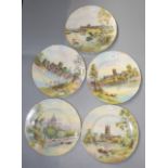 A set of five Royal Worcester plates, they portray St Paul's Cathedral from the river,