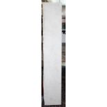 A white marble fireplace mantle shelf, 173.7 x 30.6cm, depth 3.5cm.