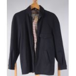 A Aquascutum Harrington jacket, navy wool outer shell and 100% cotton novo check lining, length 67.