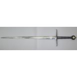 A replica of "The Black Prince's War Sword" with a leather covered handle, total length 110cm.