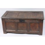 An oak coffer, late 17th/early 18th century,