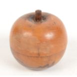 A treen box, in the form of an apple, height 5cm.