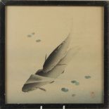 A Japanese painting of carp, circa 1900, signed, 23 x 23cm.