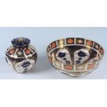 A Royal Crown Derby 'Japan' pattern pot pourri vase and cover, height 14cm,
