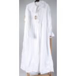 A Victorian cotton nightgown with oversized collar, length 140cm, size 10/12.