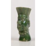 A rare miniature Whieldon type green glazed cream ware jug, moulded with the head of a gentleman,