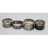 Four silver napkin rings, 2.7oz.