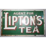 'Agent For Lipton's Tea', enamel advertising sign, Chromo Wolverhampton, 30.5 x 51.8cm.