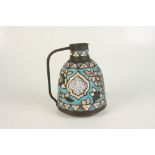 A Persian copper enamelled jug, 19th century,