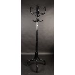 A Bentwood black painted hall stand, height 203cm, width 71cm, depth 39cm.