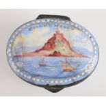 A George III South Staffordshire enamelled trinket box showing the rare view "Cornish Mount" St
