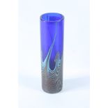 An Okra glass cylindrical vase, unsigned, height 21cm.